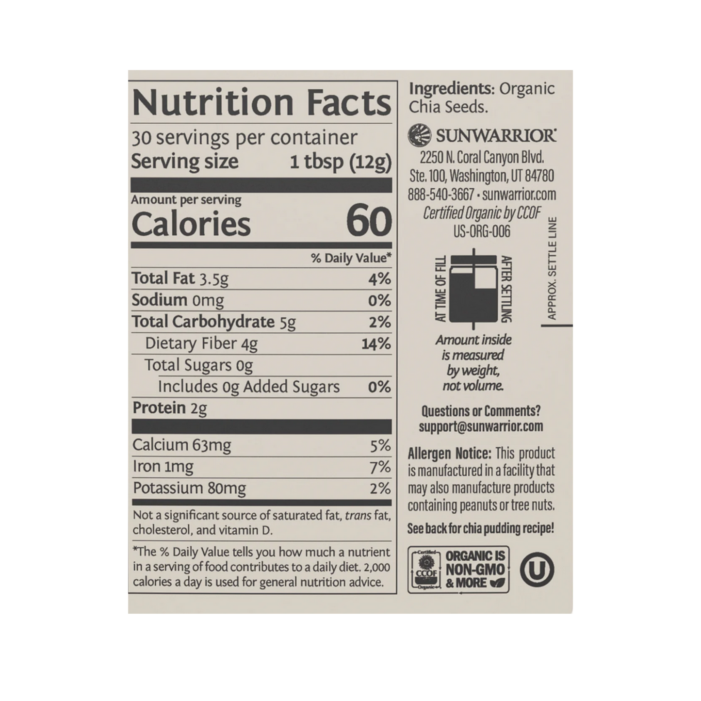 Sunwarrior Organic Chia Seeds